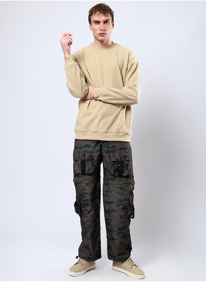 RAVIN Sand Long Sleeves Ribbed Sweatshirt with Round Neck  - Image 5