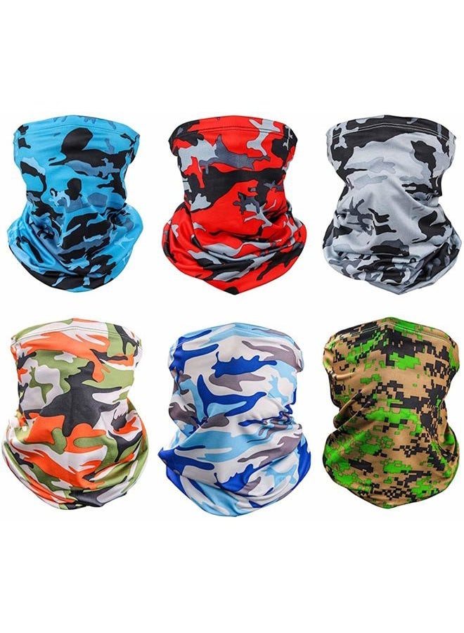 MASTOP 6 Pieces Sun UV Protection Face Mask Neck Gaiter Windproof Scarf Sunscreen Breathable Bandana Balaclava for Sport Outdoor (Camouflage) - Image 1