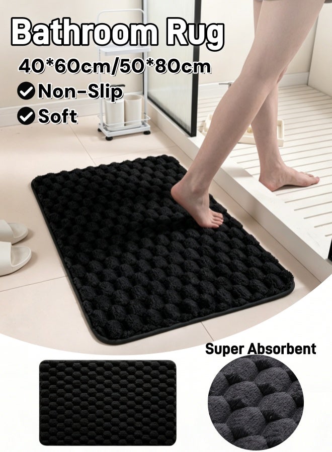 Aimayapet Bathroom Rug Quick Dry Mats, Soft and Absorbent Bathroom Rugs, Rubber Backing Non-Slip Bath Mat, Machine Washable Shower Floor Rugs, Bathmat Floor Mat, Plush Bathroom Carpet (Black) - Image 1