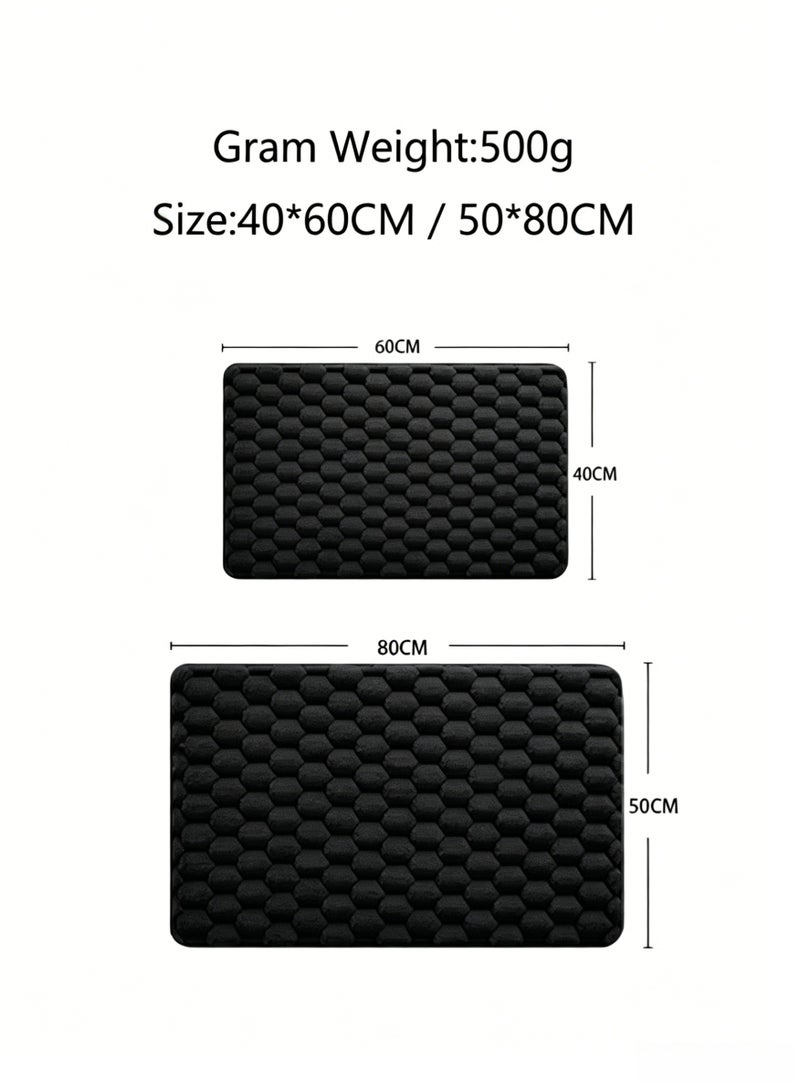 Aimayapet Bathroom Rug Quick Dry Mats, Soft and Absorbent Bathroom Rugs, Rubber Backing Non-Slip Bath Mat, Machine Washable Shower Floor Rugs, Bathmat Floor Mat, Plush Bathroom Carpet (Black) - Image 2