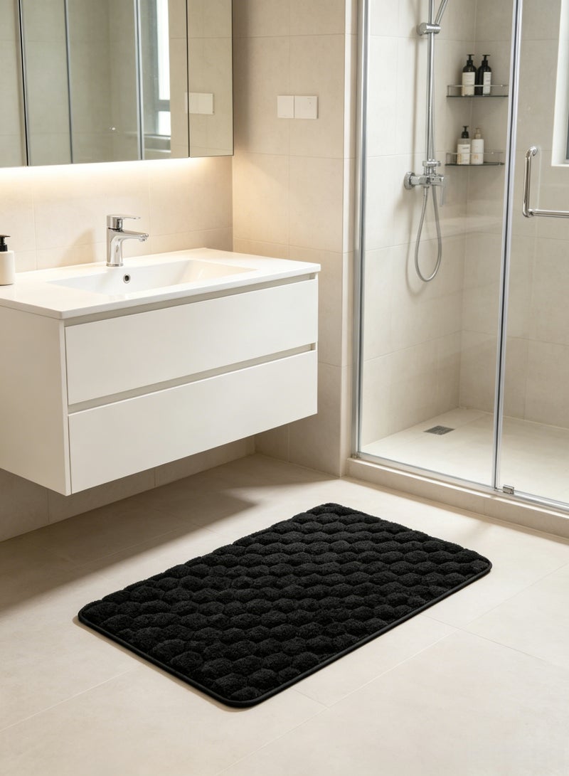 Aimayapet Bathroom Rug Quick Dry Mats, Soft and Absorbent Bathroom Rugs, Rubber Backing Non-Slip Bath Mat, Machine Washable Shower Floor Rugs, Bathmat Floor Mat, Plush Bathroom Carpet (Black) - Image 3