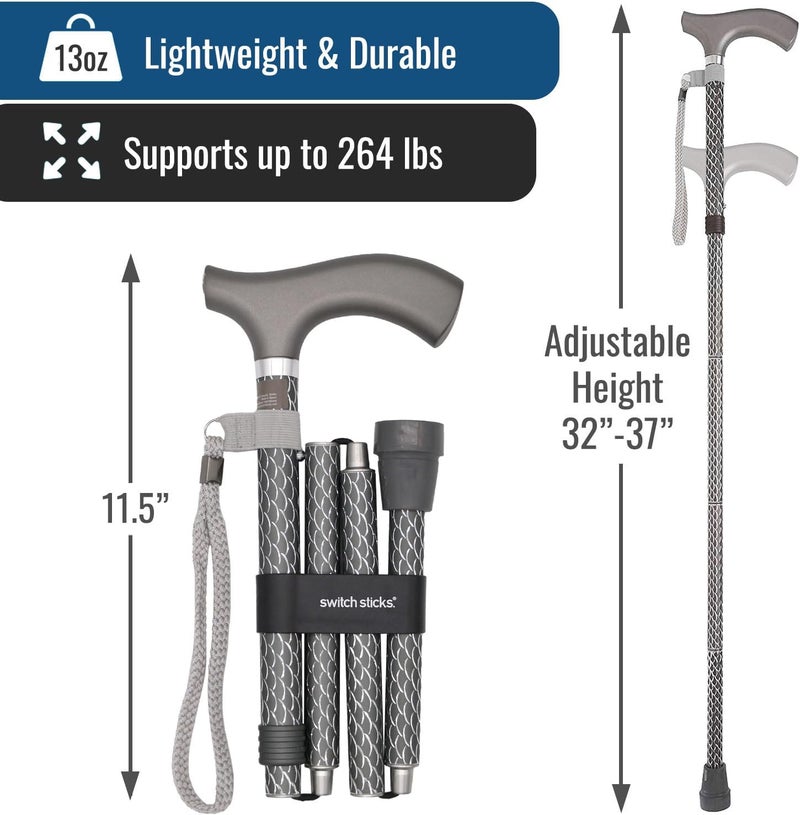 Switch Sticks Walking Cane for Men or Women, Foldable and Adjustable from 32-37 Inches, FSA and HSA Eligible - Image 4