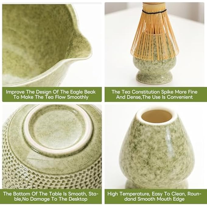 TOPSKY Matcha Stirrer Set Matcha Whisk Set Matcha Bowl And Whisk Set Tea Ceremony Set For Matcha Making Matcha Tea Set Bamboo Whisk 10 Green - Image 4