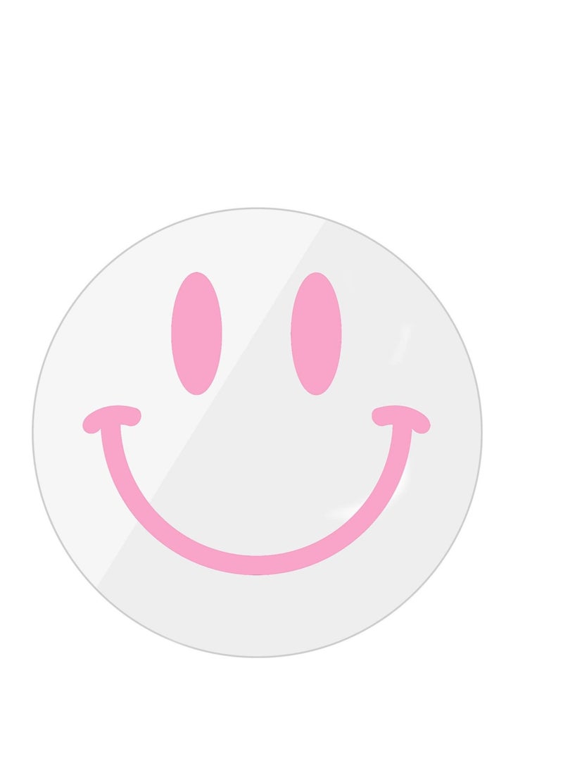 كابتن تيك 11.8 Inches Acrylic Smiley Face Mirror, Wall-Mounted Smile Face Mirror, Round Room Decor Mirror, Suitable for Living Room Bedroom Dressing Table Bathroom Decor (Pink) KSA | Riyadh, Jeddah - Image 2