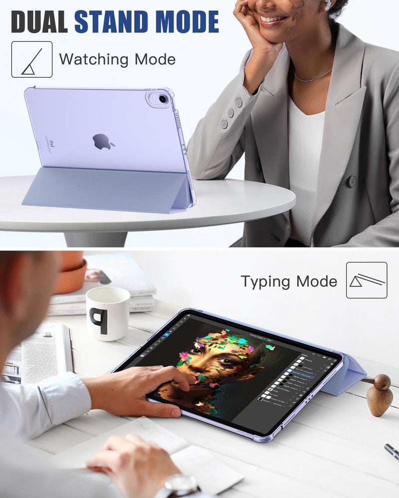 MoKo for iPad Air 11 Inch Case 7th/6th Generation M3/M2 2025/2024, iPad Air 5th/4th Gen Case 2022/2020 10.9 Inch, Slim Hard PC Translucent Back Shell Cover, Support Touch ID, Lavender Purple - Image 5