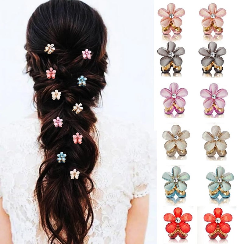 kapimo 12 Pcs Hair Claw Clips for Women Girls Small Korean Style Pearl Metal Hair Clip Accessories Flower Design (Multicolor) - Image 1