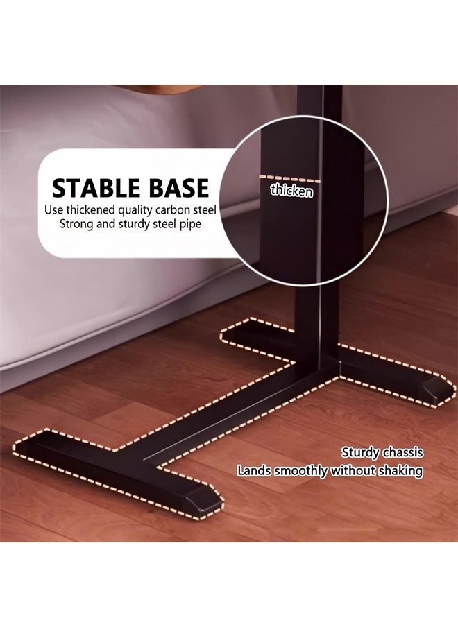 Taimi - Overbed Side Table, Height Adjustable and Rotating Laptop Table, Bedside or Sofa Table for Living Room, Bedroom, Office - 70x40CM - Brown - Image 1