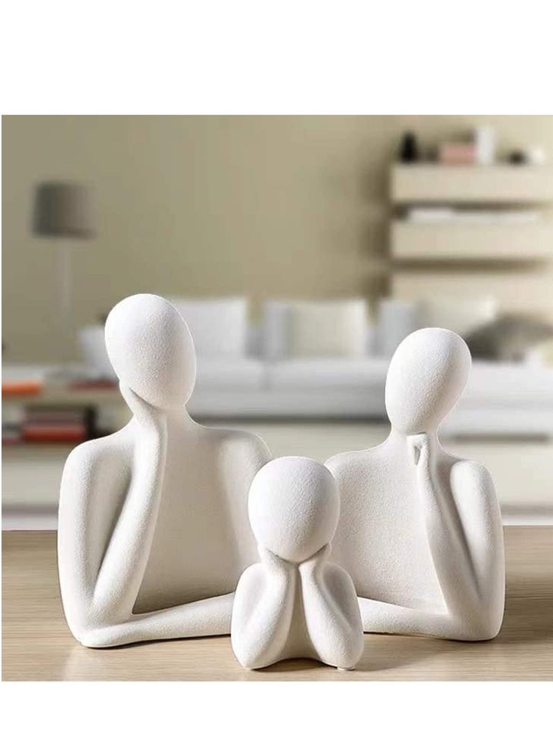 Couple And Family Statue | Thinking Solid Polyester Blend Sculpture | Small Home Decor Pieces For Living Room | Table Art Pieces  - Image 1