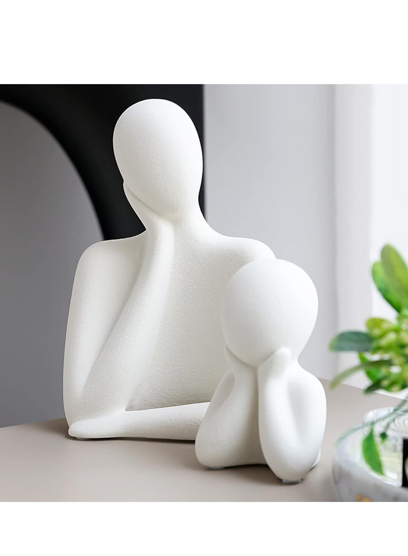 Couple And Family Statue | Thinking Solid Polyester Blend Sculpture | Small Home Decor Pieces For Living Room | Table Art Pieces  - Image 3
