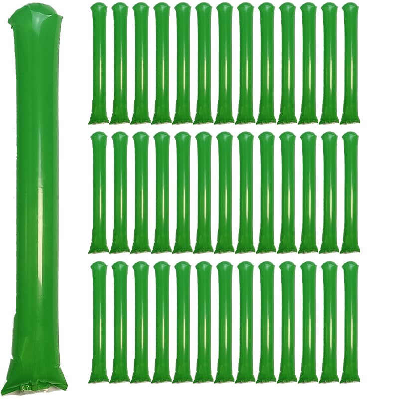 ROSEBB 40pcs Round headTeam Spirit Boom Sticks Thunder Sticks Cheering Sticks Team Spirit Plastic Cheerleading Spirit Stick Clapper Inflatable Noise Maker Sports Supply Green - Image 1