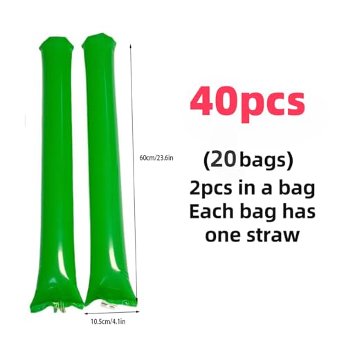 ROSEBB 40pcs Round headTeam Spirit Boom Sticks Thunder Sticks Cheering Sticks Team Spirit Plastic Cheerleading Spirit Stick Clapper Inflatable Noise Maker Sports Supply Green - Image 4