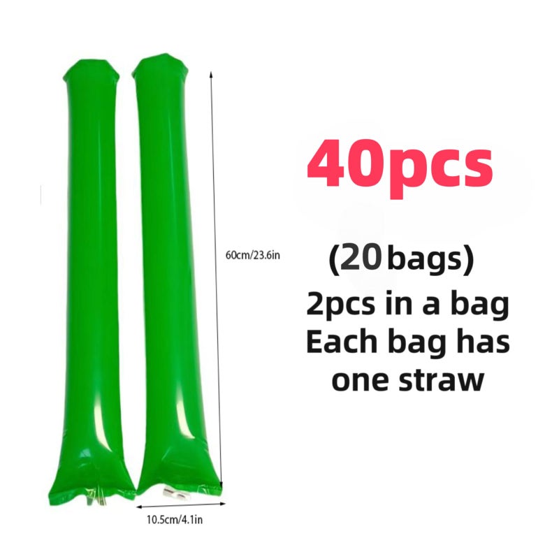 ROSEBB 40pcs Round headTeam Spirit Boom Sticks Thunder Sticks Cheering Sticks Team Spirit Plastic Cheerleading Spirit Stick Clapper Inflatable Noise Maker Sports Supply Green - Image 5
