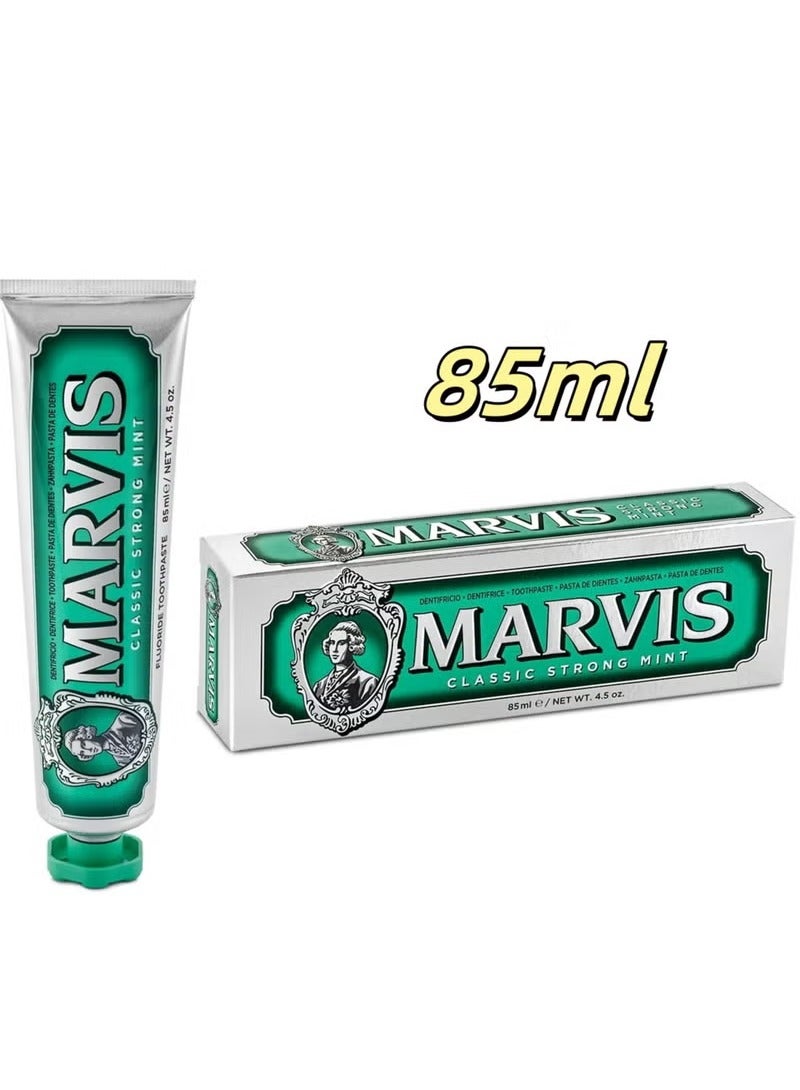 Marvis Classic Strong Mint Toothpaste, Intense Freshness, Plaque Removal, Sparkling White Smile 85ml