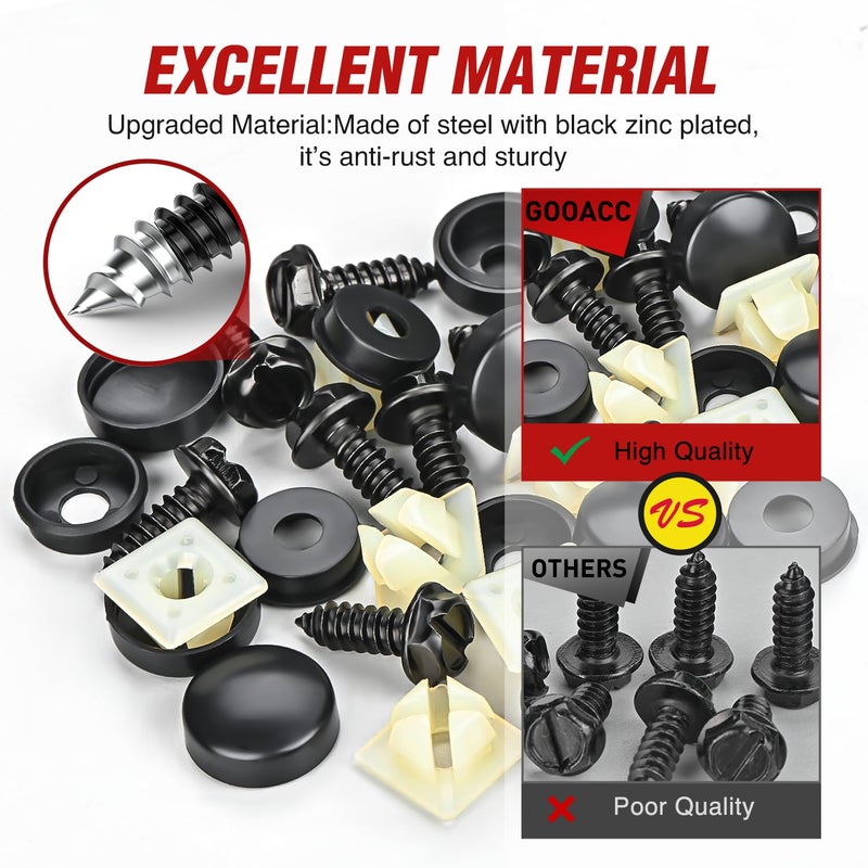 Nilight License Plate Screw Kit for Fastening Front and Back License Plates on Cars, Suvs, and Trucks Black Zinc Plated Rust-Proof and Anti-Rattle License Plate Bolts (Set of 8) - Image 5