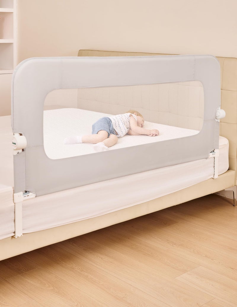 BABELIO Bed Rail for Toddlers, 59" Wide Swing Down & Adjustable Height Toddler Bed Rails for Kids/Elderly/Adults, Baby Side Railing for Twin/Full/Queen/King Size - Image 1