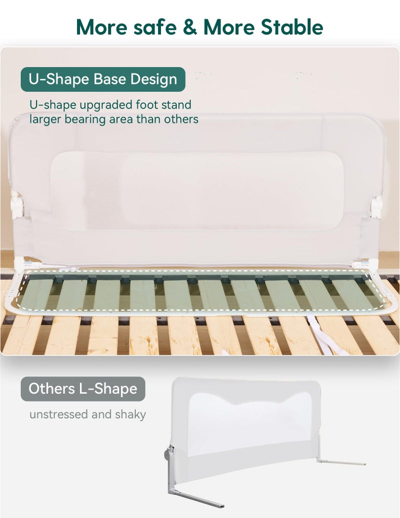 BABELIO Bed Rail for Toddlers, 59" Wide Swing Down & Adjustable Height Toddler Bed Rails for Kids/Elderly/Adults, Baby Side Railing for Twin/Full/Queen/King Size - Image 5