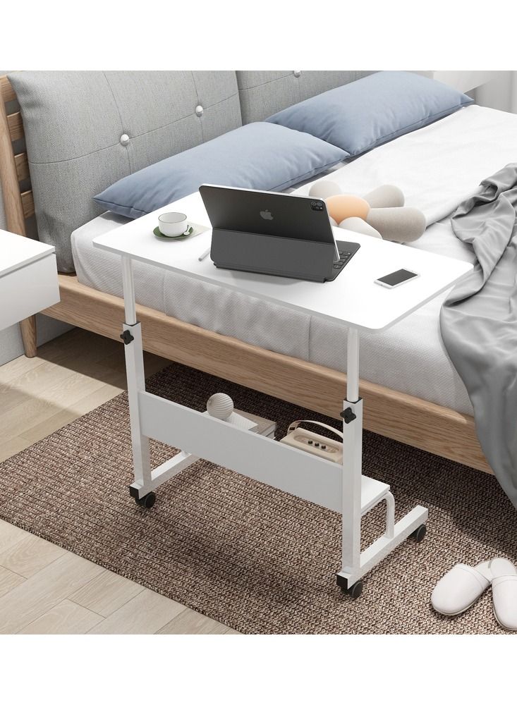 ZUIHAO Adjustable Side Table Home Office Desk Mobile Bedside Laptop Table White - Image 1