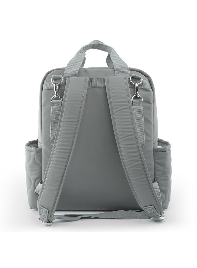 Little Story Quilted Diaper Backpack w/ Changing Mat - Gray - Image 4