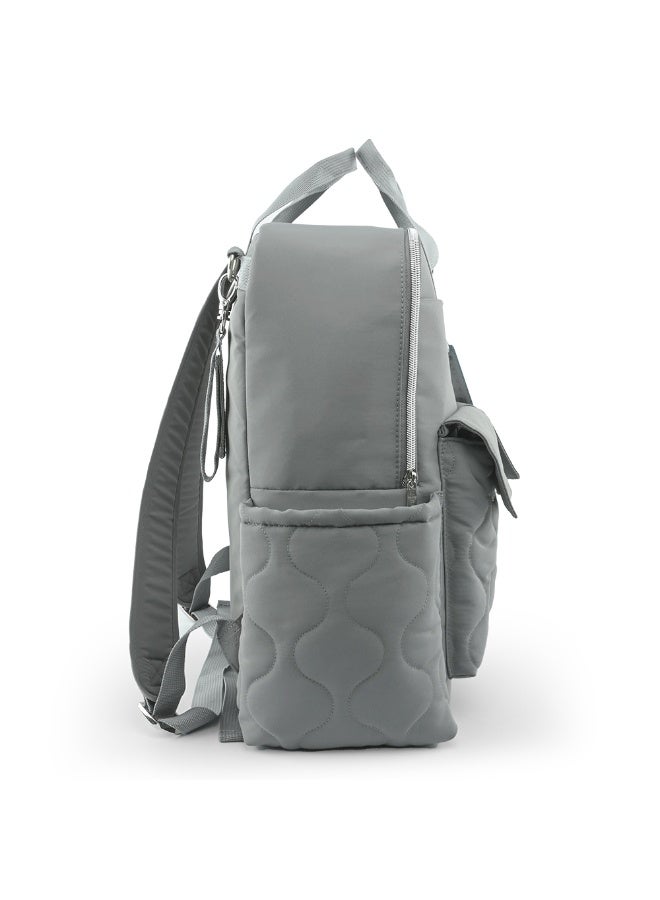 Little Story Quilted Diaper Backpack w/ Changing Mat - Gray - Image 3