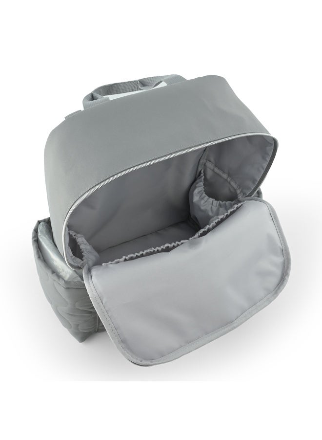 Little Story Quilted Diaper Backpack w/ Changing Mat - Gray - Image 5