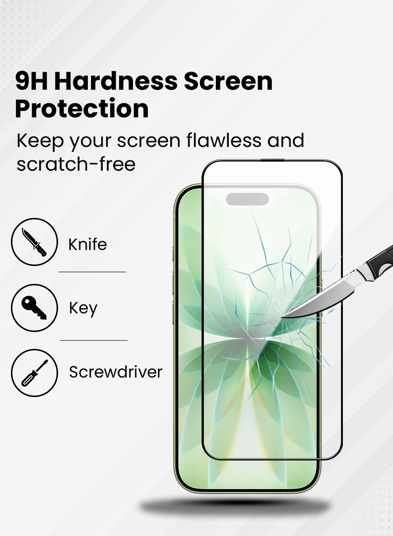 Case Up حماية شاشة لجهاز آبل آيفون 17 بحجم 6.3 بوصة، زجاج مقسى بصلابة 9H، تركيب سهل بدون فقاعات، تغطية كاملة، مقاوم للخدوش وحساس للمس - Image 3