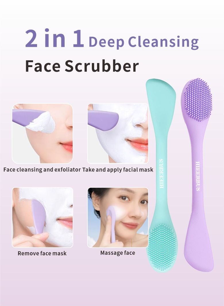 HieerBus Blackhead Remover Tool and Face Mask Applicator & Face Scrubber Set,Silicone Face Scraper for Deep Cleansing, Skin Scrubber Face Spatula, Nose Blackhead Remover, Skin Care Tool for Men and Women (Purple)  - Image 4