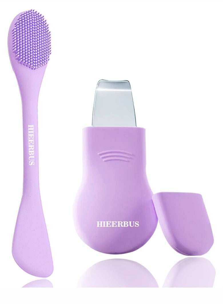 HieerBus Blackhead Remover Tool and Face Mask Applicator & Face Scrubber Set,Silicone Face Scraper for Deep Cleansing, Skin Scrubber Face Spatula, Nose Blackhead Remover, Skin Care Tool for Men and Women (Purple)  - Image 1