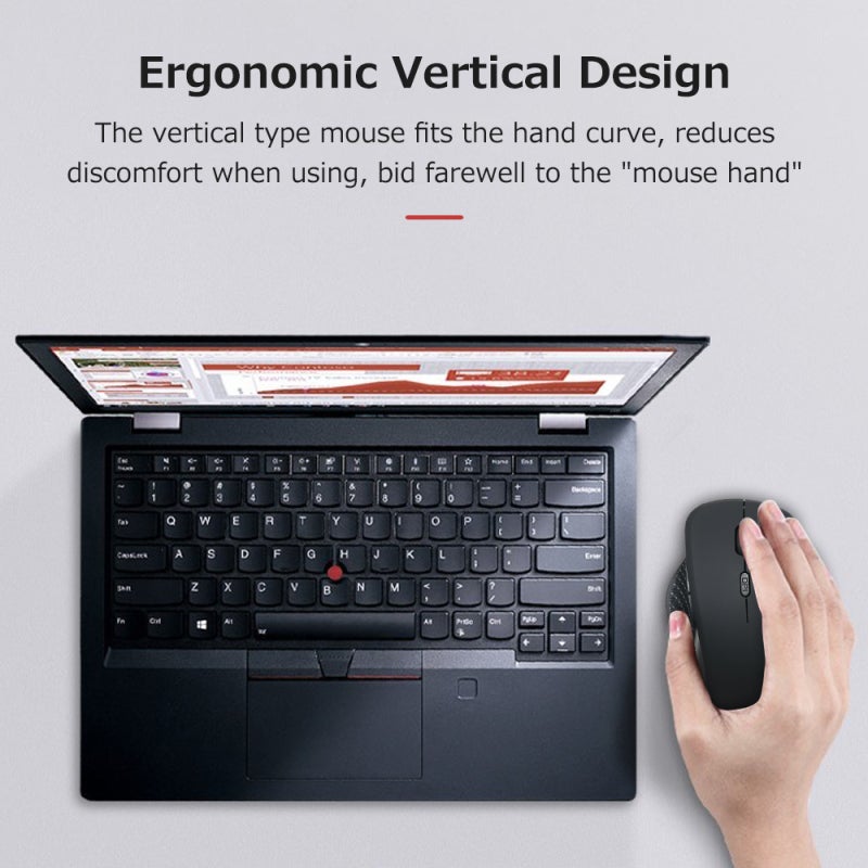 Wireless Vertical Mouse: Black Ergonomic Design - 2.4G Stable 10m Connection, 3-Gear 800/1200/1600DPI for Office and Gaming Use - Image 3