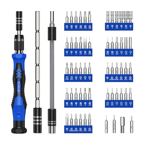 ORIA Precision Screwdriver Set, 61 in 1 Small Screwdriver Set with 57 Precision Bits, Portable Repair Tool Kit, Magnetic Screw Driver Kit with Extension Rod for Smartphone, PC, Watch,Toys, Blue - Image 1