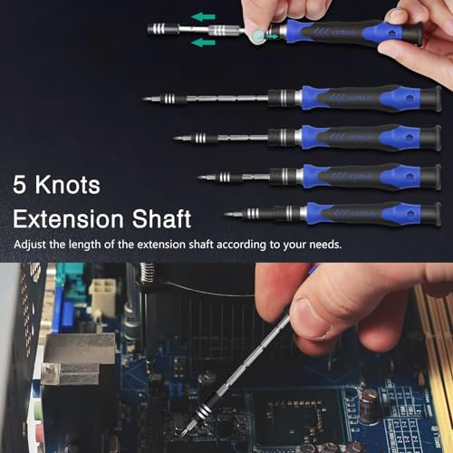 ORIA Precision Screwdriver Set, 61 in 1 Small Screwdriver Set with 57 Precision Bits, Portable Repair Tool Kit, Magnetic Screw Driver Kit with Extension Rod for Smartphone, PC, Watch,Toys, Blue - Image 5