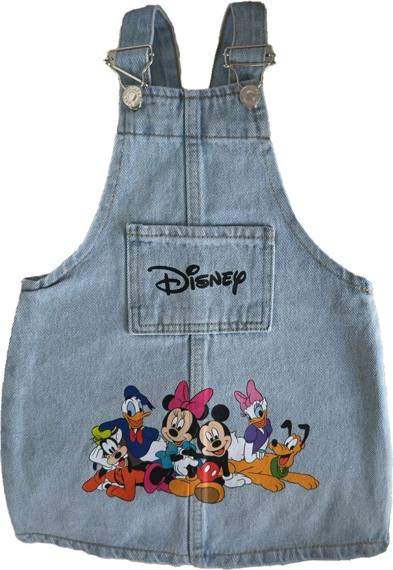Miniğimin Cicileri My Little Ones Dsny Pocket Printed Girl's Denim Vest - Light Blue