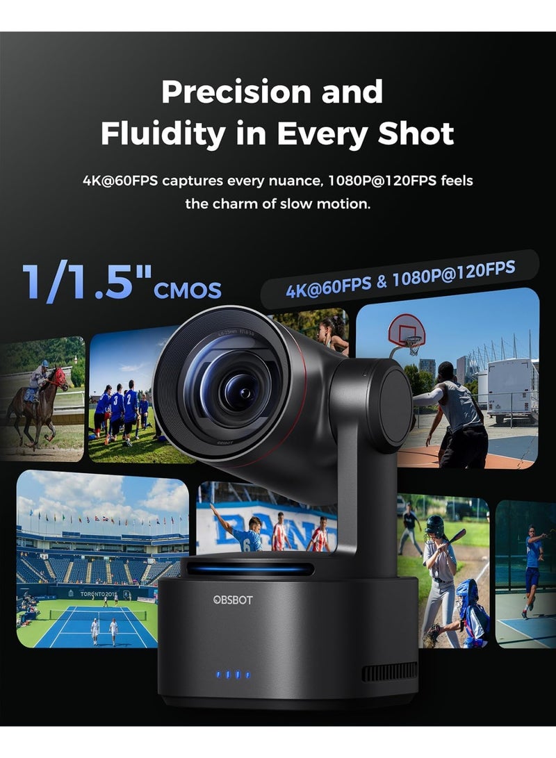OBSBOT Tail 2 AI-Powered PTZR 4K Live Production Camera – NDI|HX3, 1/1.5" 50MP CMOS, 5x Optical/12x Hybrid Zoom, AI Tracking 2.0, HDMI/SDI/USB/IP Output, For Worship, Events, Studios & Conference Rooms - Image 2
