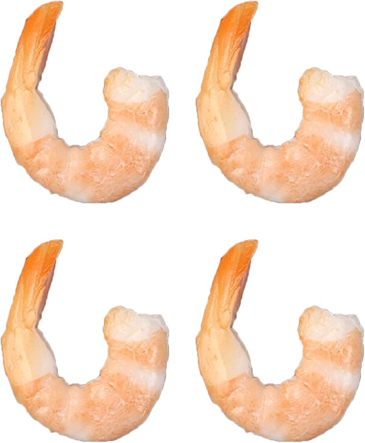 4PCS PVC Artificial Shrimp Model Simulation Food Display Toy Decorations - Image 1