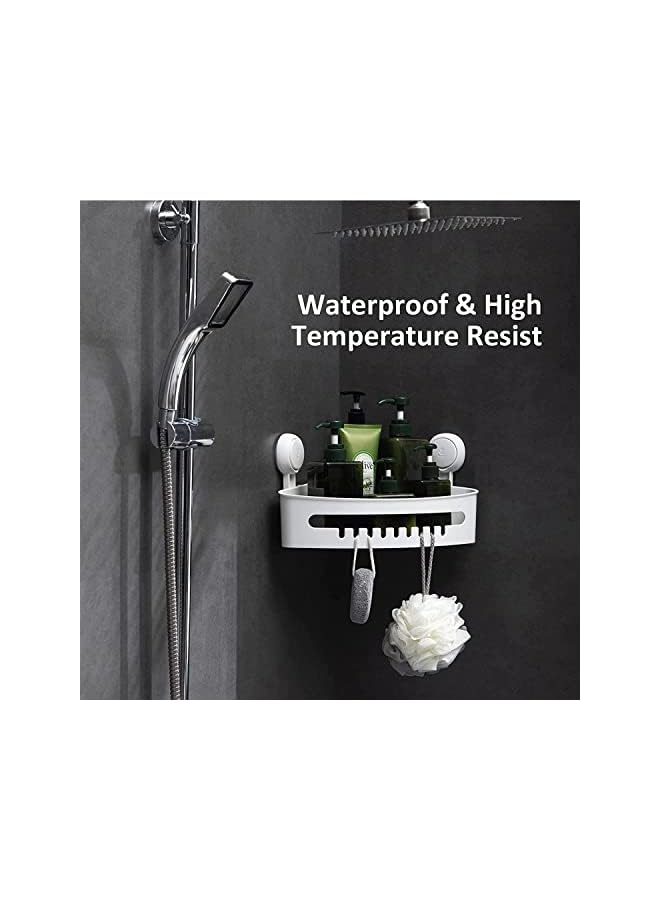 Raxoom Suction Corner Shower Caddy Bathroom Shower Shelf Storage Basket Wall Mounted Organizer for Shampoo, Conditioner, Plastic Shower Rack for Kitchen & Bathroom, Drill-Free Removable white Pack - Image 5