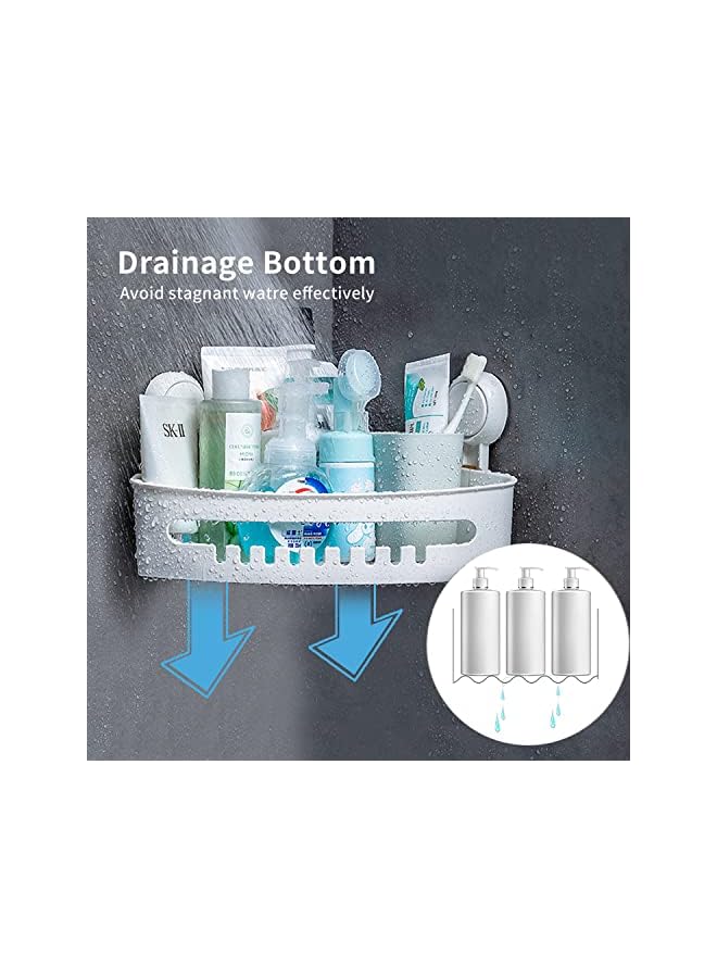 Raxoom Suction Corner Shower Caddy Bathroom Shower Shelf Storage Basket Wall Mounted Organizer for Shampoo, Conditioner, Plastic Shower Rack for Kitchen & Bathroom, Drill-Free Removable white Pack - Image 4
