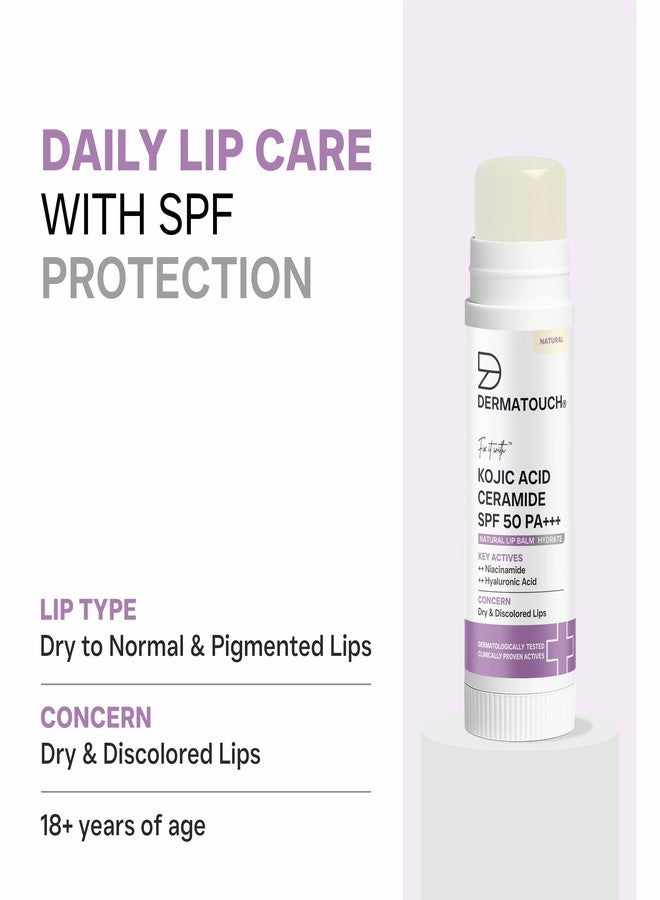 DERMATOUCH Kojic Acid Ceramide SPF 50 PA+++ Natural Lip Balm - 5g | Moisturizing • Sun Protection • Nourishing | Reduces Pigmentation & Heals Dry Lips - Image 3