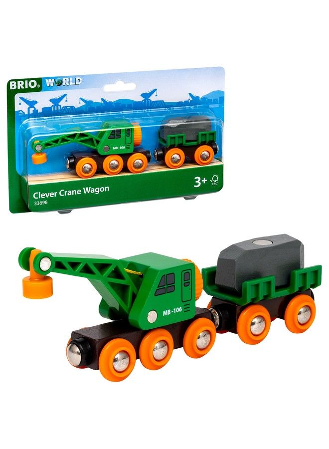 Brio مجموعة عربة رافعة ذكية من 4 قطع من مجموعة قطار خشبي ورافعة للأطفال من سن 3 سنوات فما فوق - Image 2