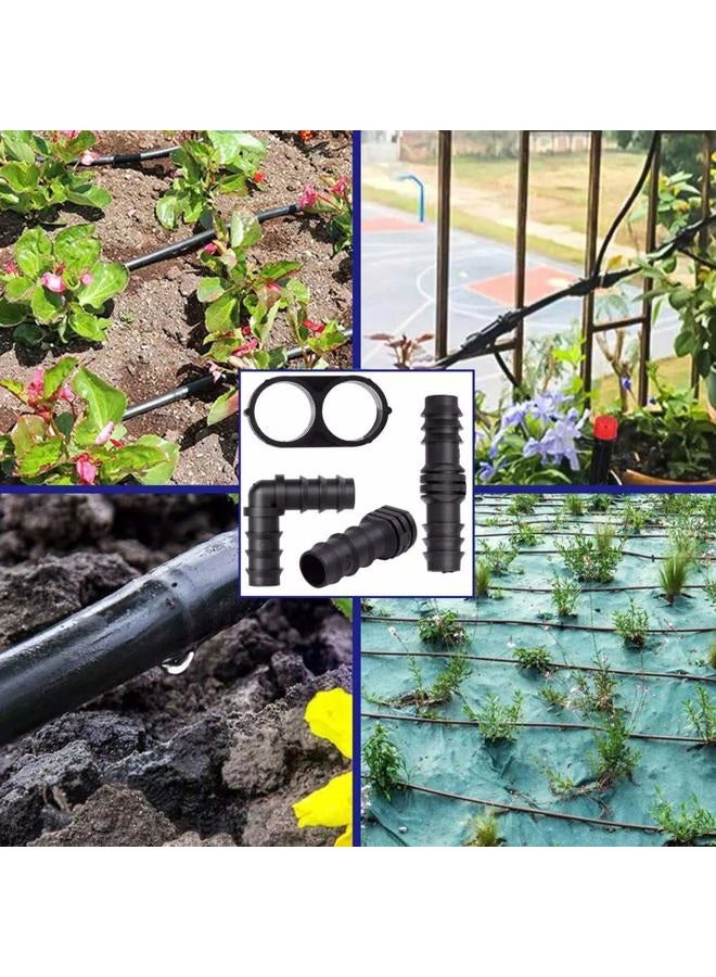 HOINCO 100Pcs Drip Irrigation Connectors Fittings Kit for 1/2 Inch Tubing, Including 30 Tees, 30 Couplings, 20 Elbows, 10 End Closures, 10 End Cap Plugs - Barbed Connectors Compatible Drip Sprinkler Systems - Image 4