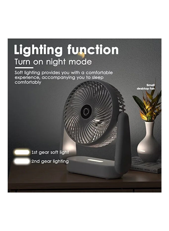Ruay Smart rechargeable desk fan, portable mini USB fan with night light and 3 speed settings, quiet portable table fan, mini cooling fan for office - Image 1