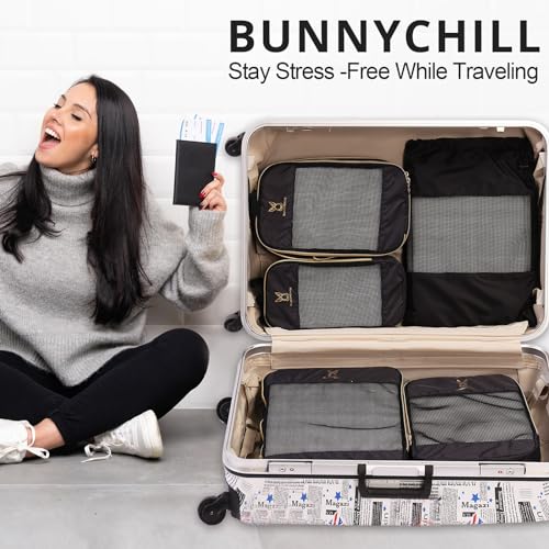 Bunnychill Expandable Compression Packing Cubes for Suitcases,6 Set Lightweight Compressible Travel Packing Organizer for Carry on Suitcase,Organizer Bags Set as Travel Essentials for Women - Image 2