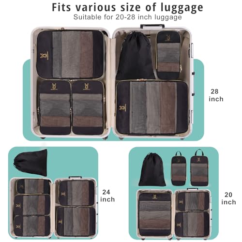 Bunnychill Expandable Compression Packing Cubes for Suitcases,6 Set Lightweight Compressible Travel Packing Organizer for Carry on Suitcase,Organizer Bags Set as Travel Essentials for Women - Image 4