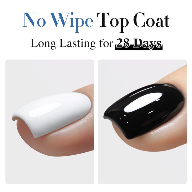 Double Rhythm 15ML No Wipe Gel Top Coat Base Coat Iridescent Glitter Shimmer 2 in 1 Nail Polish Soak Off Manicure DIY Home Salon (Top Coat Clear) - Image 4