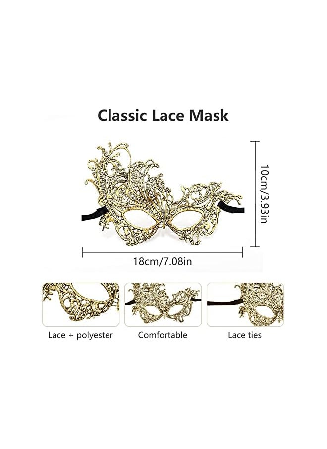 The Bros Masquerade Mask for Couples, Mardi Gras Venetian Side flower Mask, Masquerade Ball Masks, Metal Venetian Mardi Gras Prom Mask for Women Men (2 PCS)  - Image 5