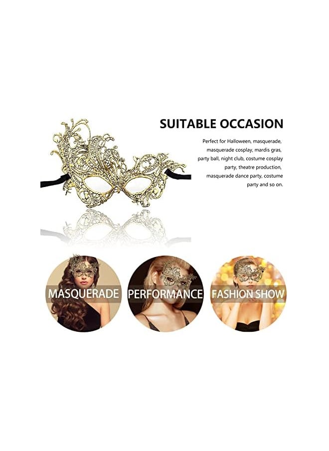 The Bros Masquerade Mask for Couples, Mardi Gras Venetian Side flower Mask, Masquerade Ball Masks, Metal Venetian Mardi Gras Prom Mask for Women Men (2 PCS)  - Image 4