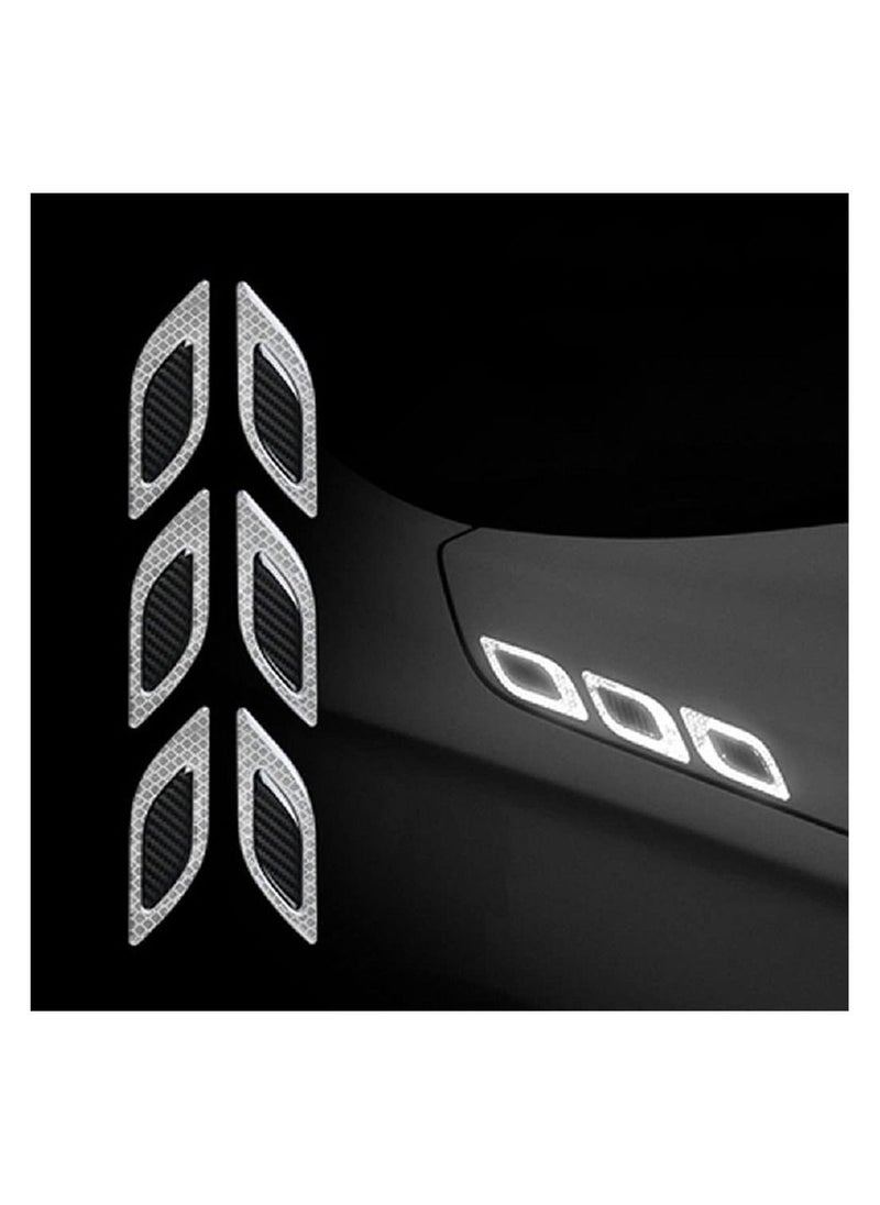 SYOSI - 6pcs Car Warning Safety Reflective Stickers DIY Body Stickers Decorative Reflective Bumper Stickers, Car Crash Strips, Fender Reflective Stickers White - Image 1