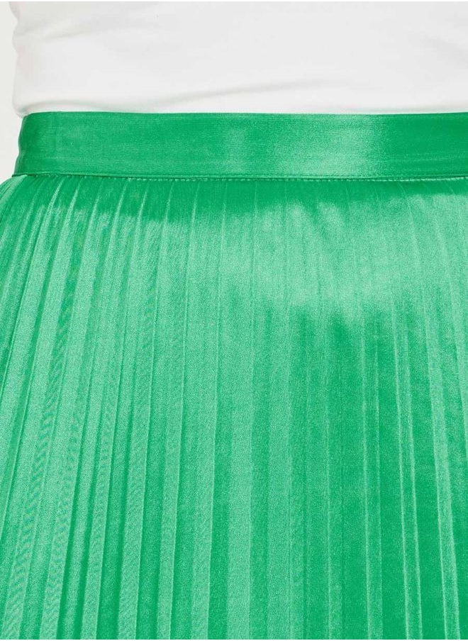 Styli - Pleated Shiny Maxi Skirt - Image 1