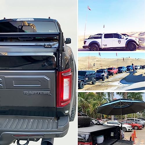 WANGDUOYU Truck Bed Flag Pole Holder Fit for 20212023 Ford F150 Raptor Aluminium Alloy Tailgate Hinge Mounted Single Flag with Antenna Holder Kit and AntiWobble Screws 20212023 - Image 1