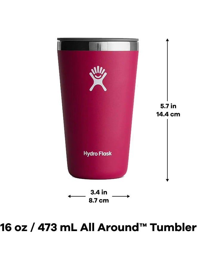 Hydro Flask كوب تامبلر من الفولاذ المقاوم للصدأ سعة 16 أونصة مع غطاء قابل للضغط وخالي من BPA - Image 2