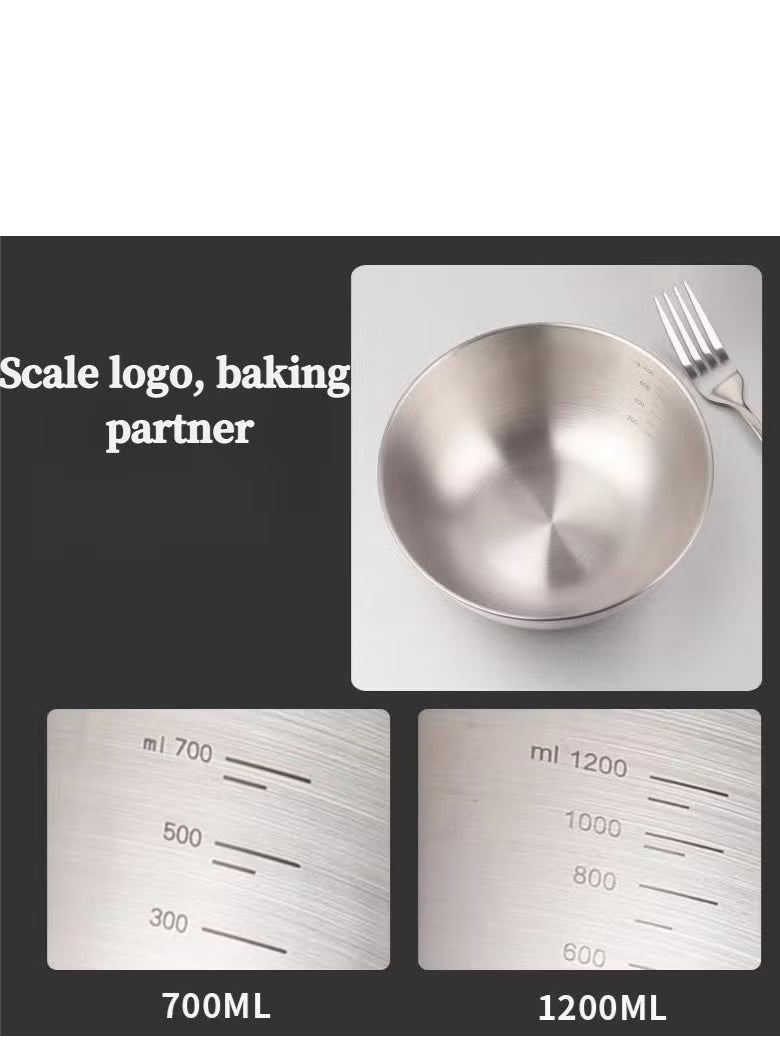 3-piece 304 Stainless Steel Basin,Beat Eggs,Kenad Into Dough, Fruit Salad And Prepare Vegetables 700ml+1200ml+2000ml - Image 3