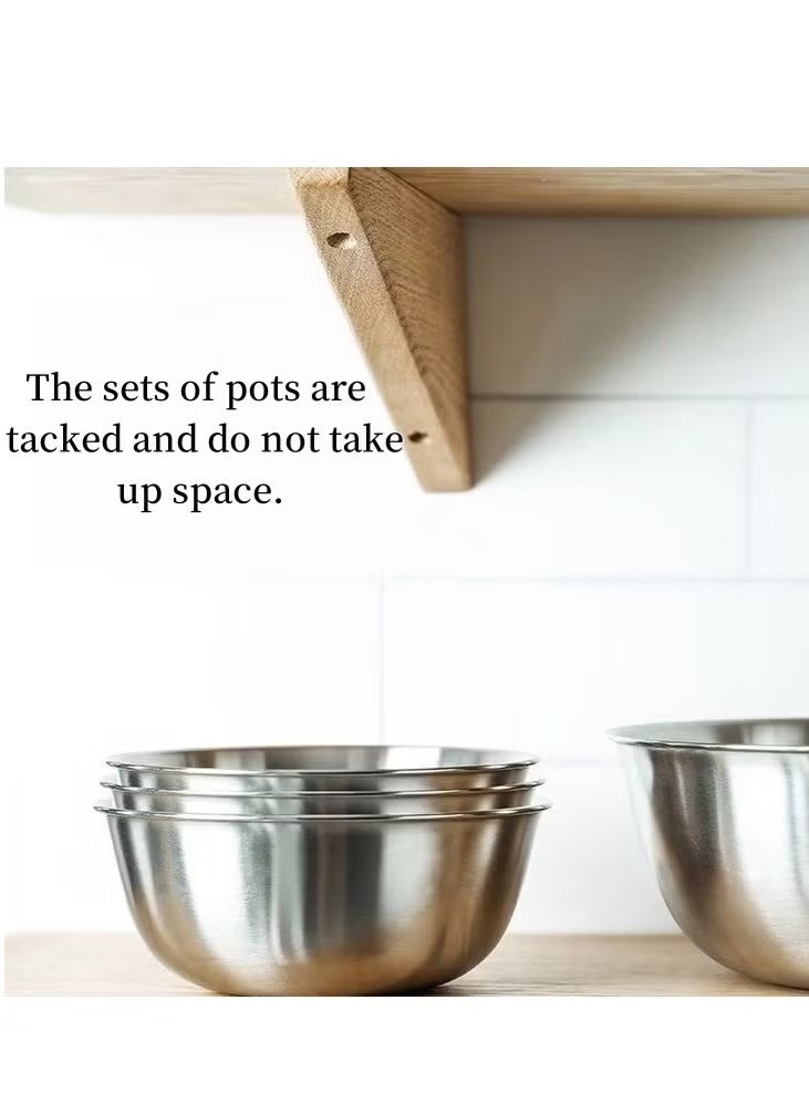 3-piece 304 Stainless Steel Basin,Beat Eggs,Kenad Into Dough, Fruit Salad And Prepare Vegetables 700ml+1200ml+2000ml - Image 4